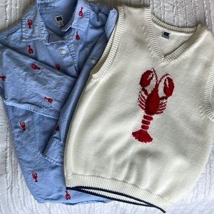 Cutest Preppy Lobster Button down + Sweater